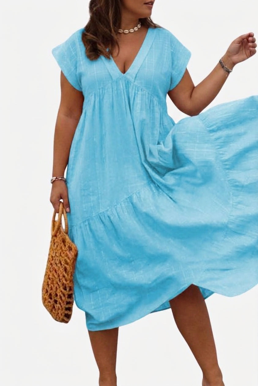 Trinity - V Neck Midi Dress - Plus size model