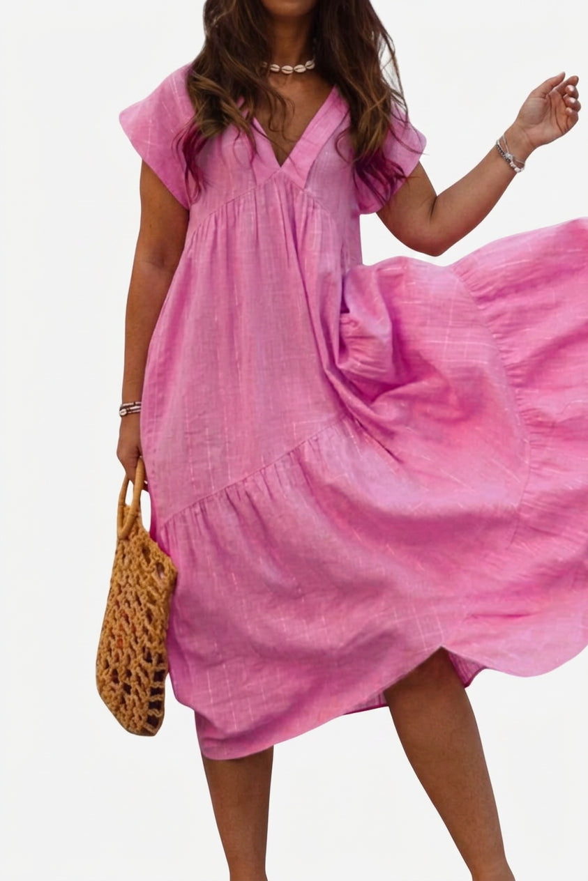 Trinity - V Neck Midi Dress - Plus size model