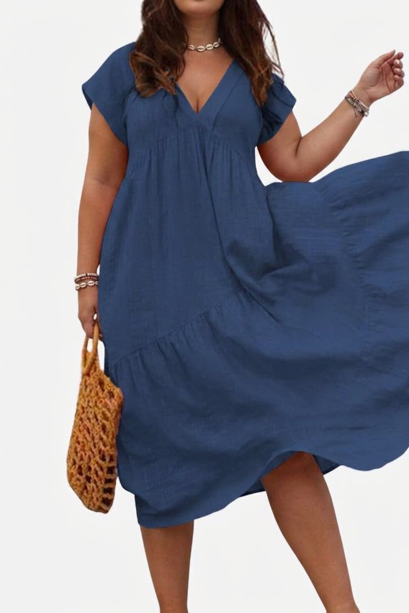 Trinity - V Neck Midi Dress - Plus size model