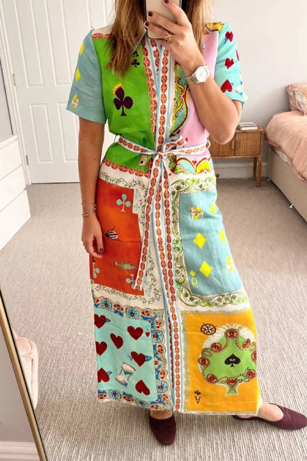 Courtney - Fashion Lapel Printed Shirt Dress