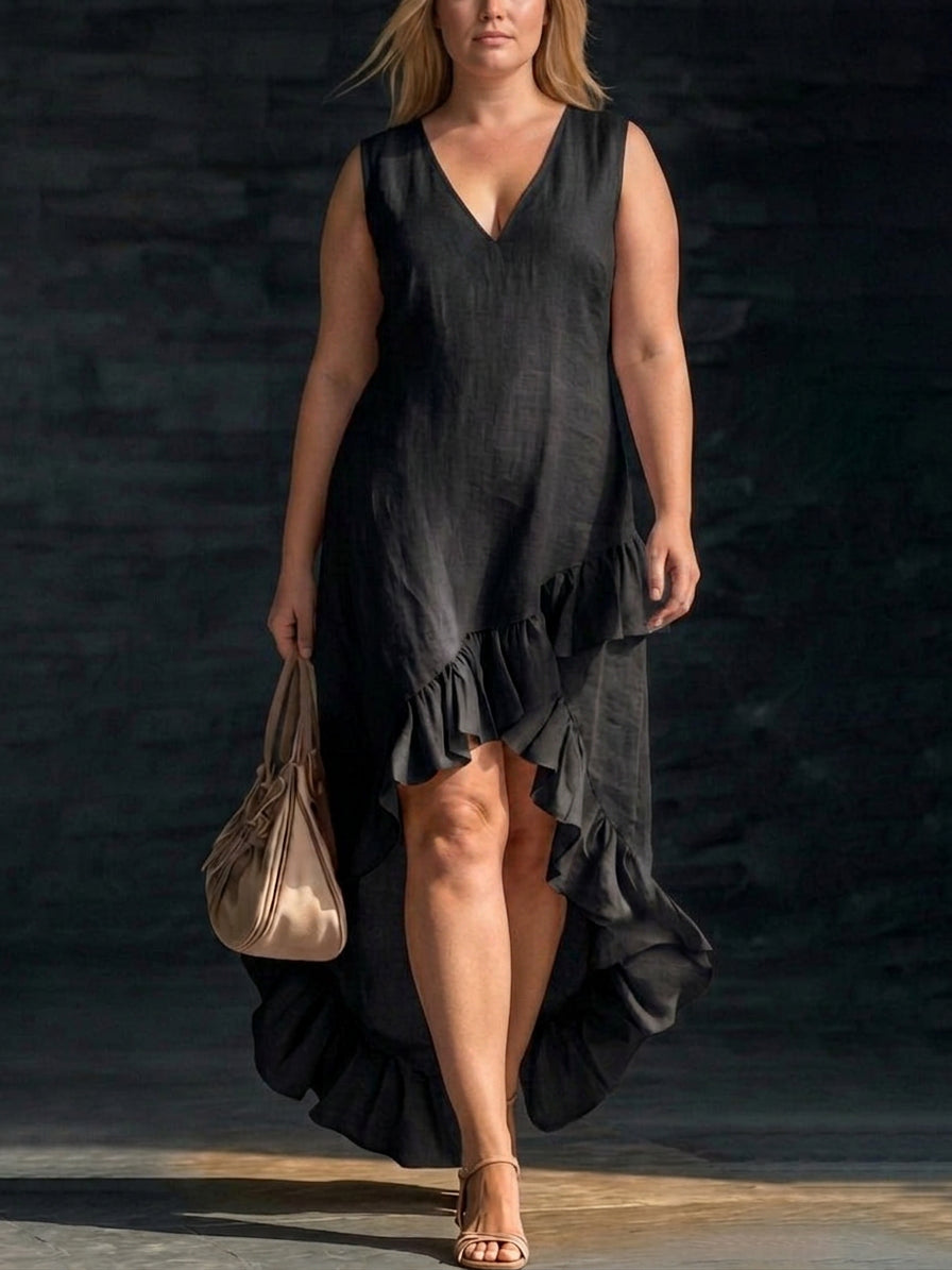 Aria Cotton Linen Dress: Soft Everyday Comfort - Plus size model