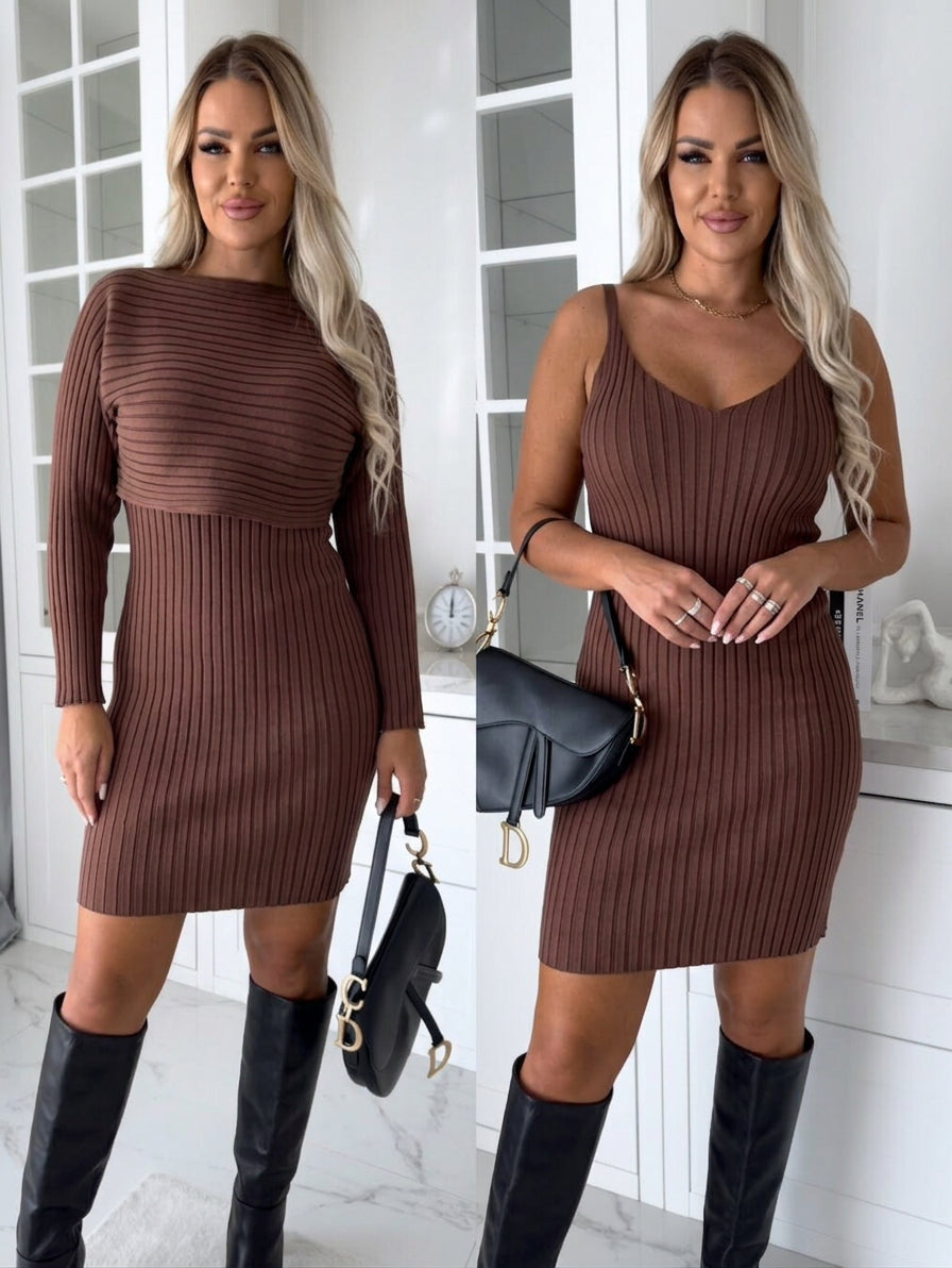 Mia | Ribbed Knit Sweater Dress Set - Plus size model