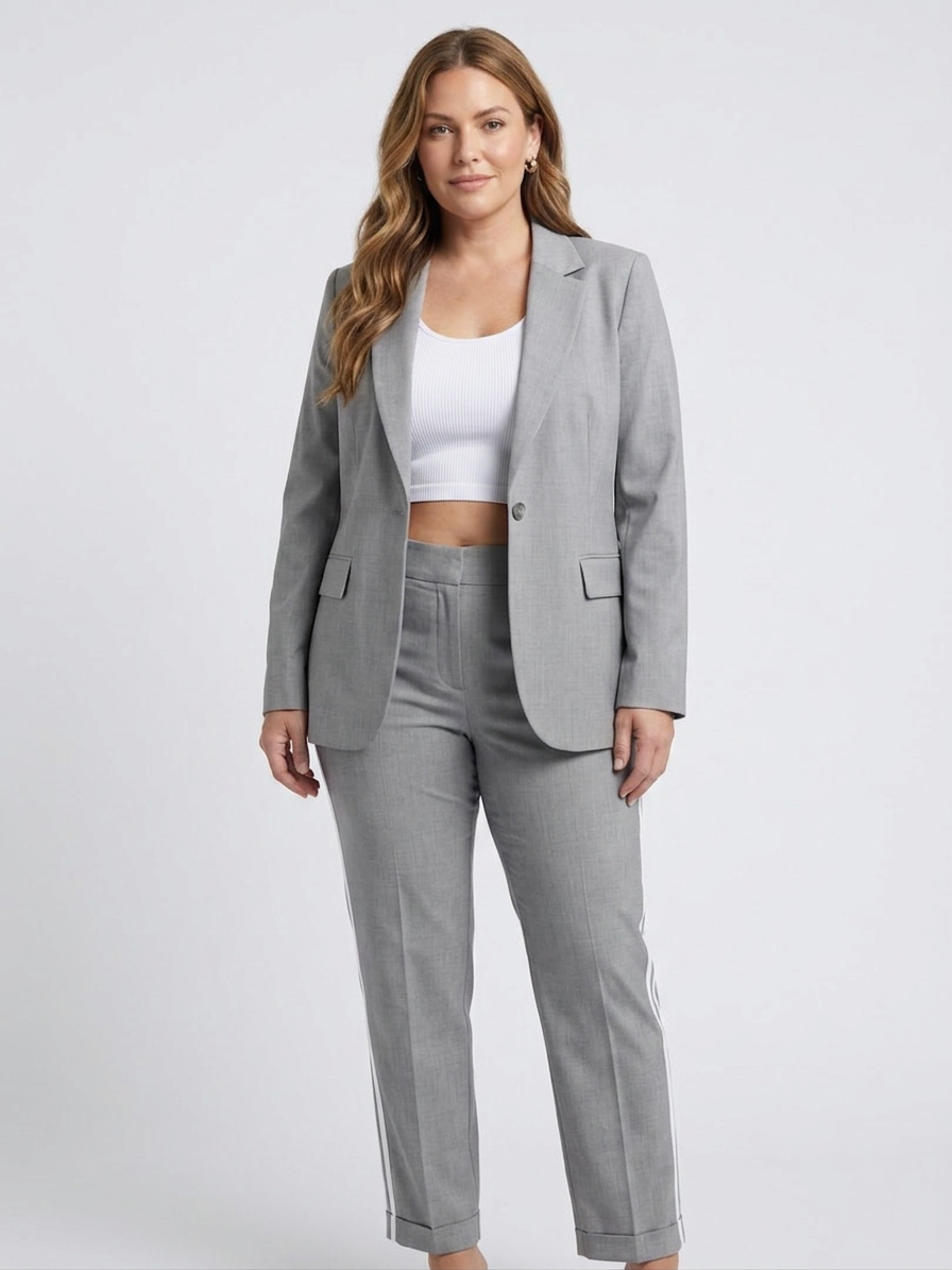 Kaya | Contrast Stripe Wide Leg Set - Plus size model