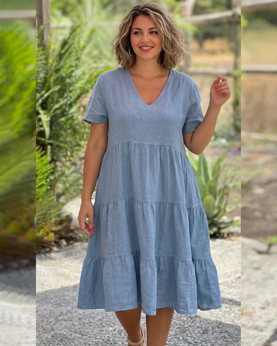 Bexley - Casual Summer V-neck Dress - Plus size model