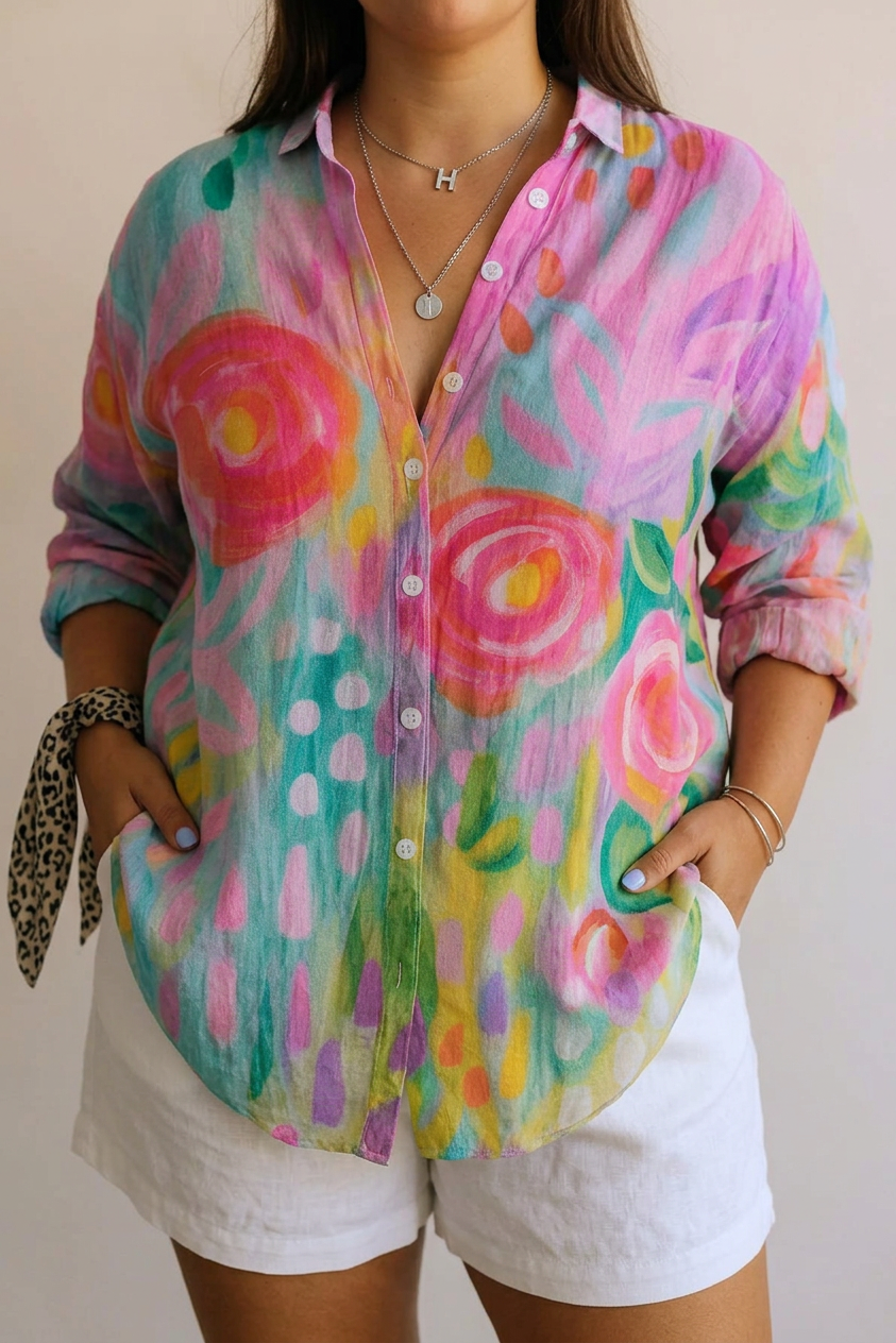 Zara | Patterned Blouse - Plus size model