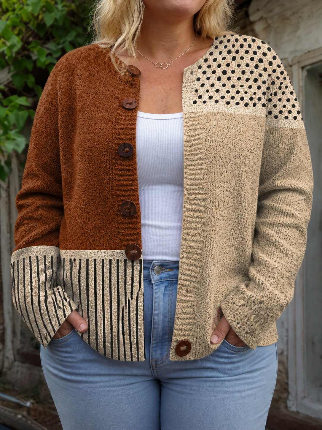 Eloise | Vintage Knit Cardigan Sweater - Plus size model