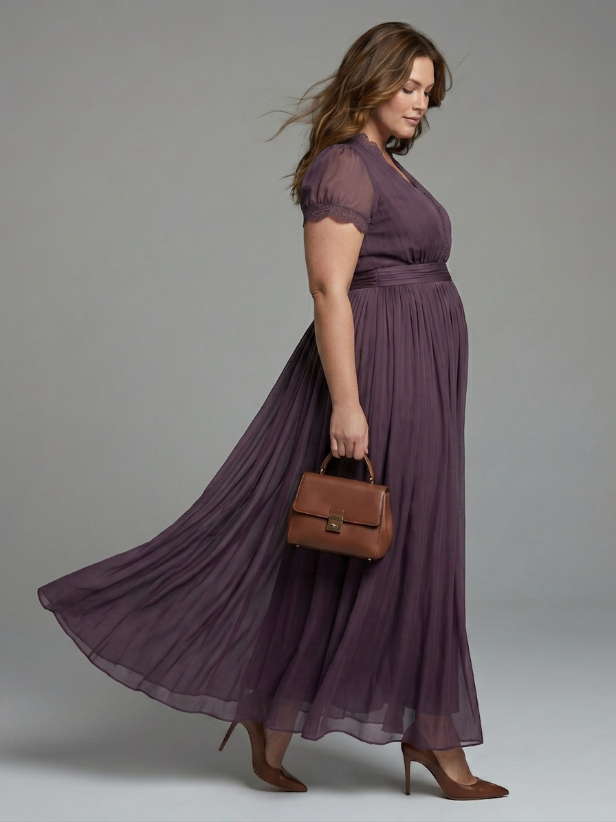 Elia | Gathered Waist Keyhole Maxi Dress - Plus size model