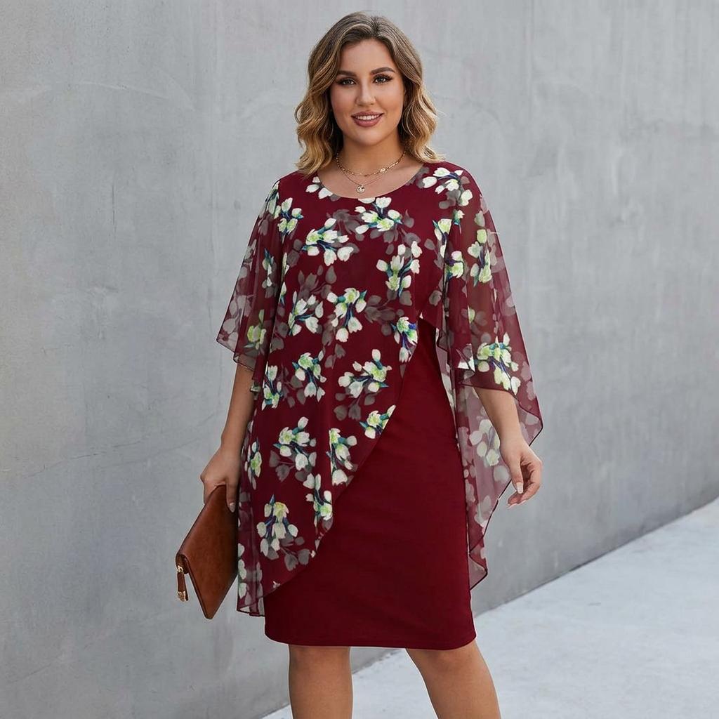 JULIANNA - Printed Elegant Dress - Plus size model