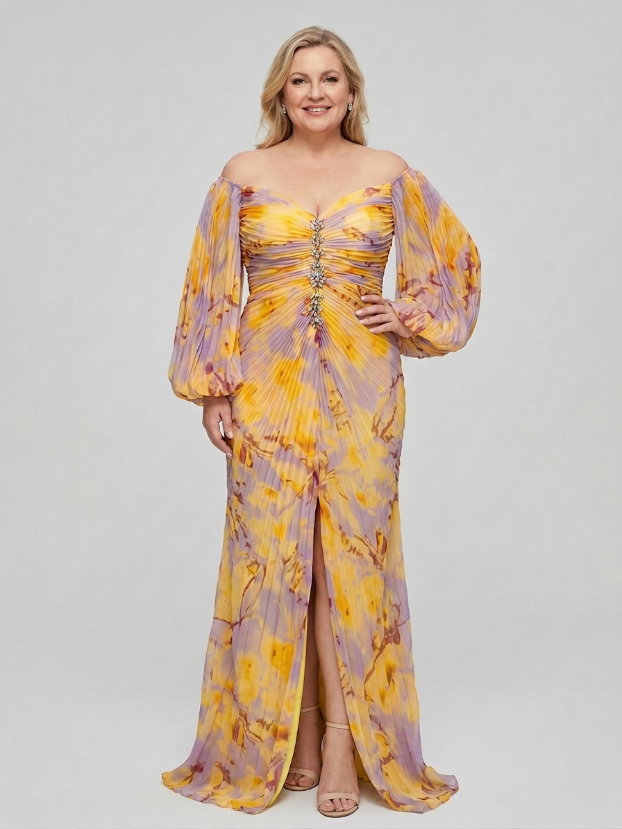Liza - Elegant Dress with V-Neck - Plus size model