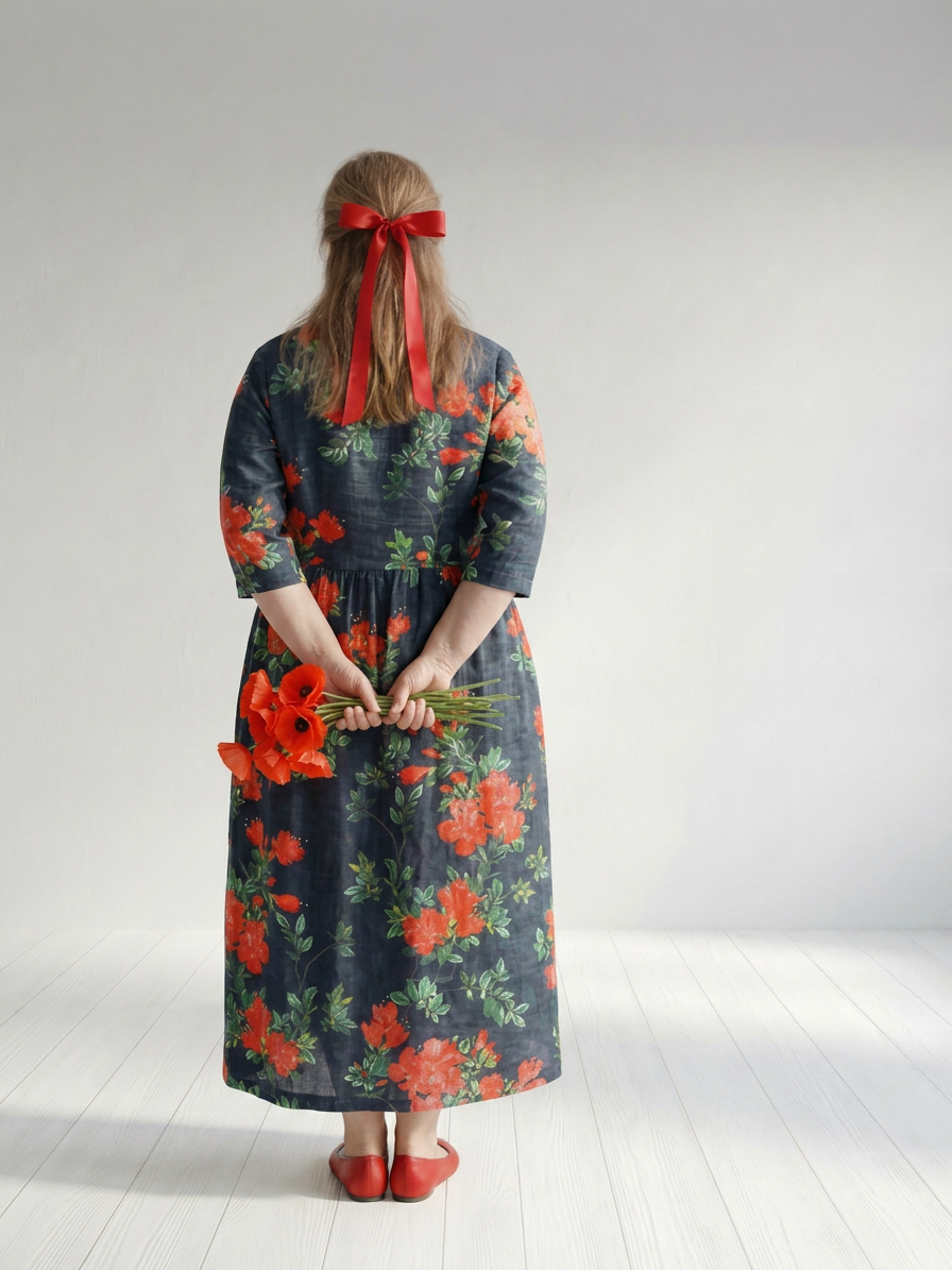 Cyrus | Calm Drape Floral Midi Dress - Plus size model