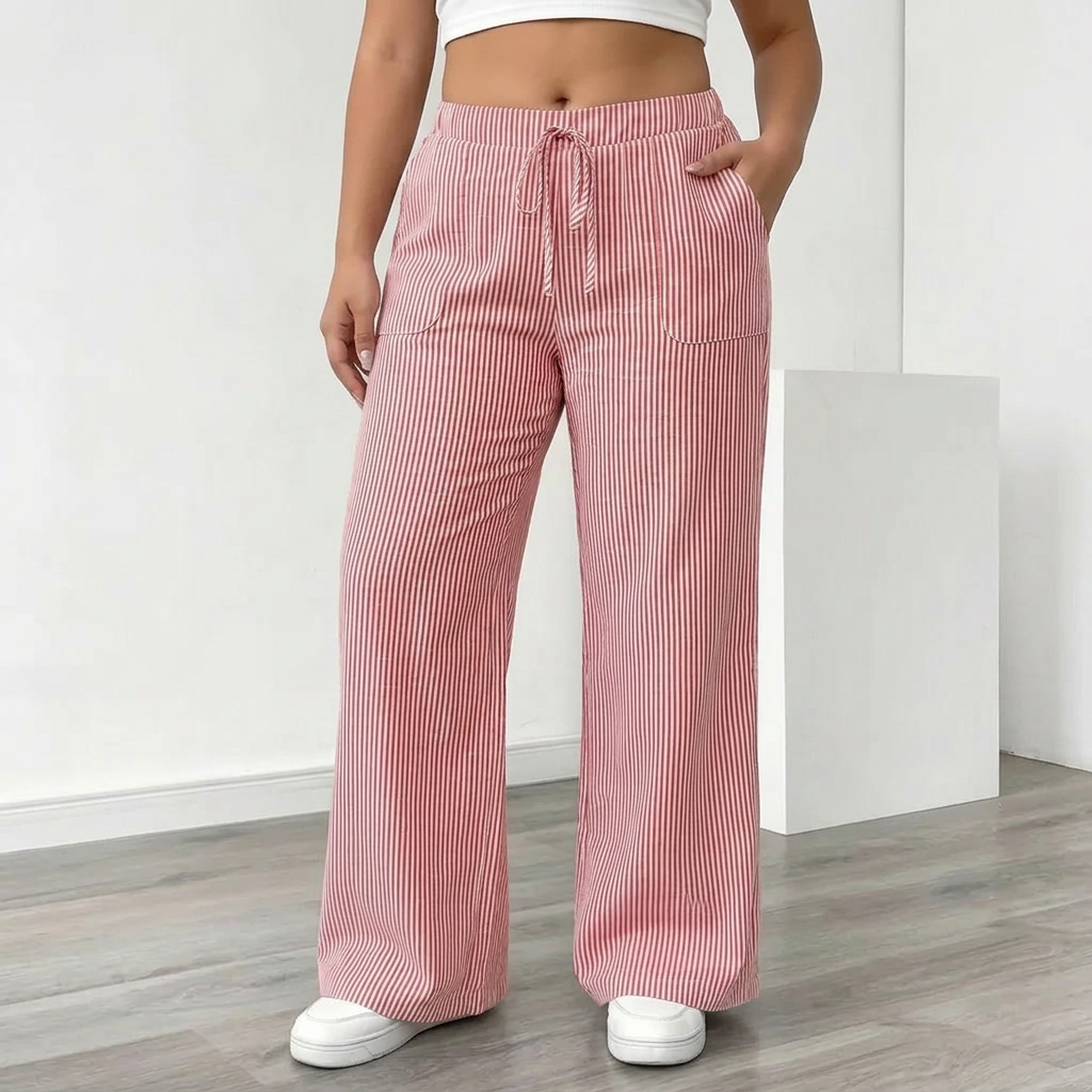 Amber | Striped Pant With Pockets - Plus size model