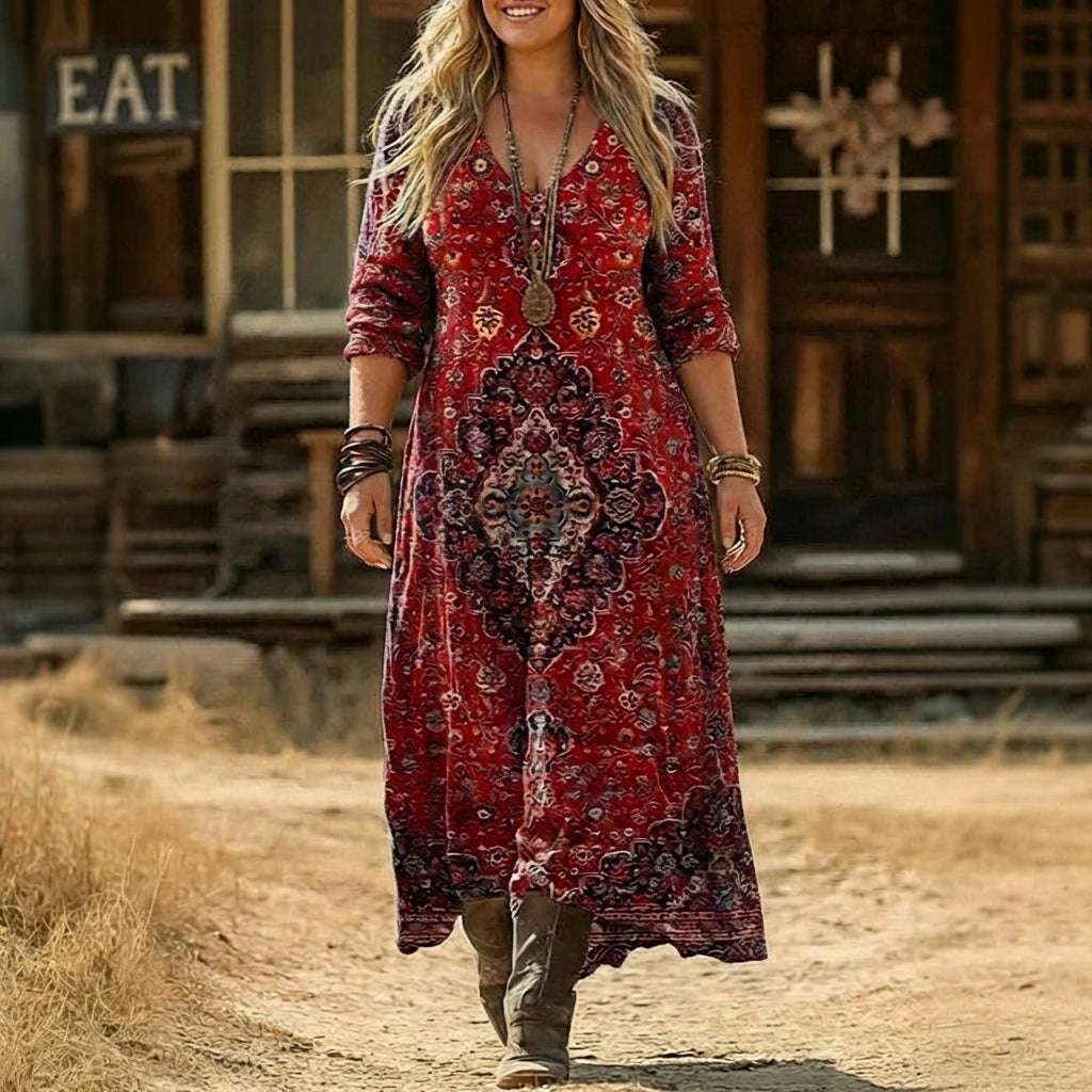Abigail | Vintage-Inspired Long Sleeve Casual Dress - Plus size model