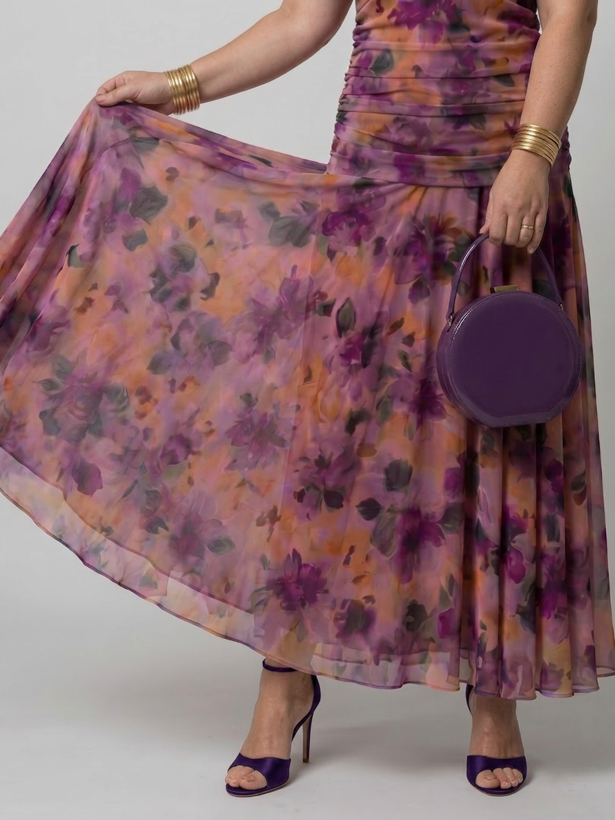 Calen | Off Shoulder Flow Midi Dress - Plus size model