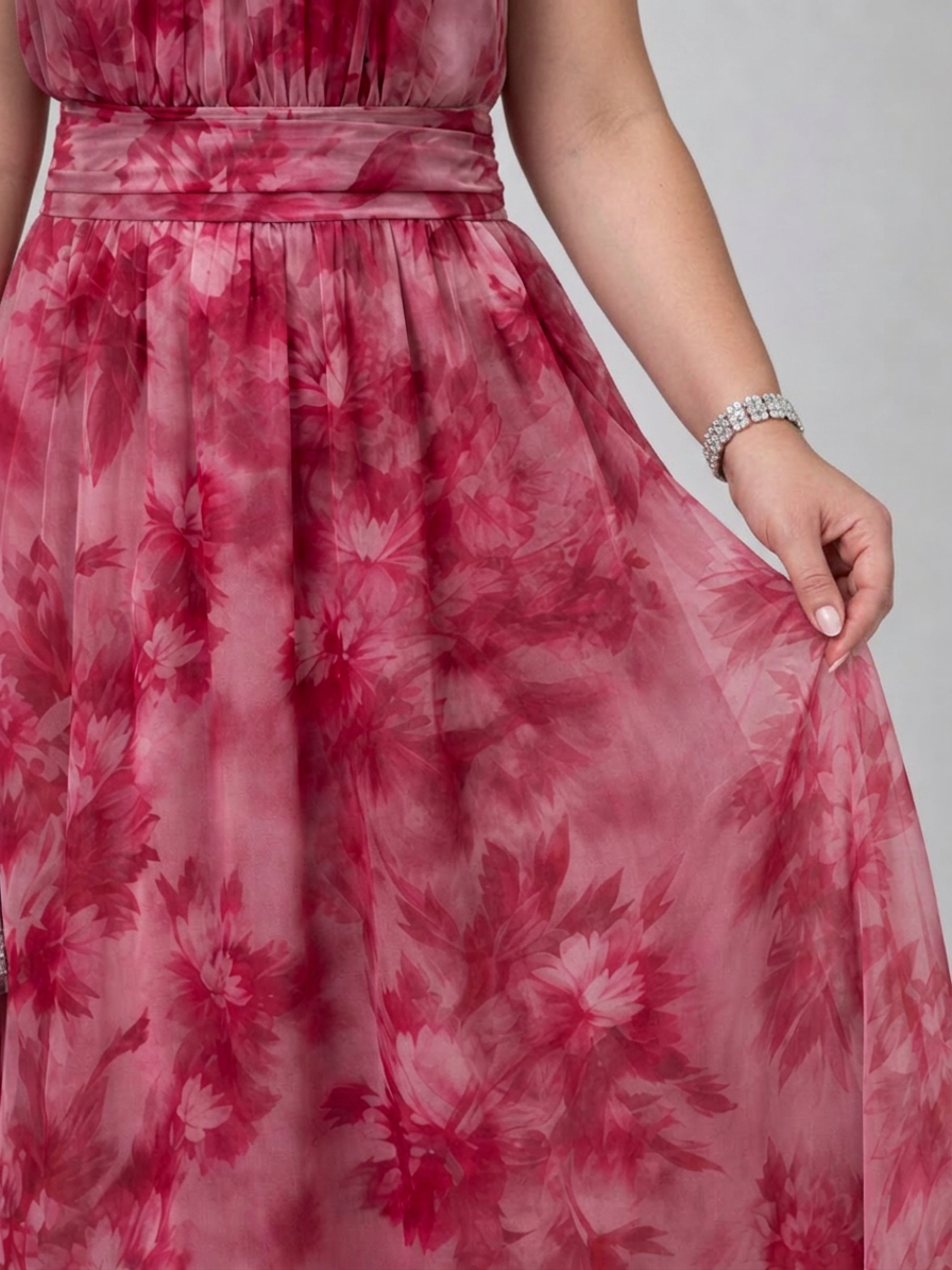 Avien | Soft Halter Neck Midi Dress - Plus size model