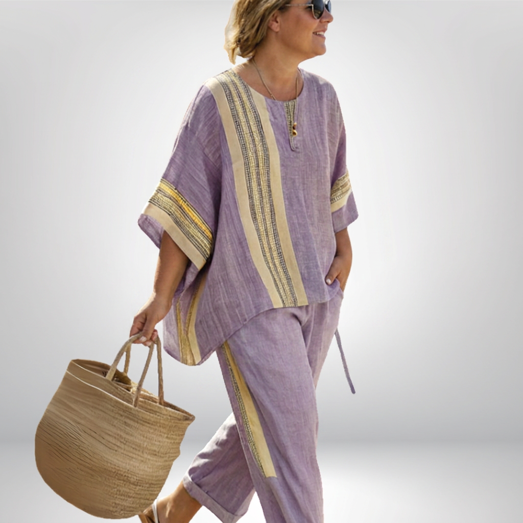 Daisy | Boho Striped Set - Plus size model