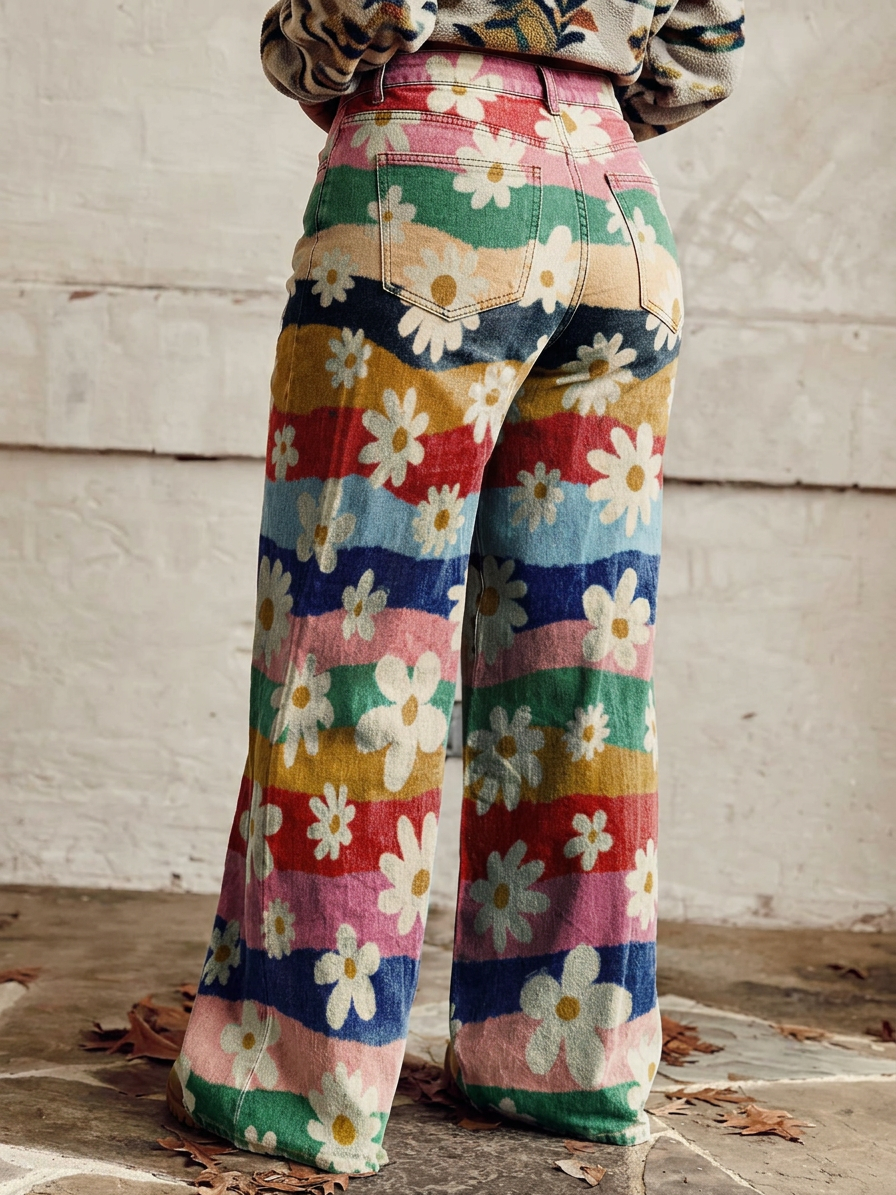 Léon - Elegant Floral Trousers - Plus size model