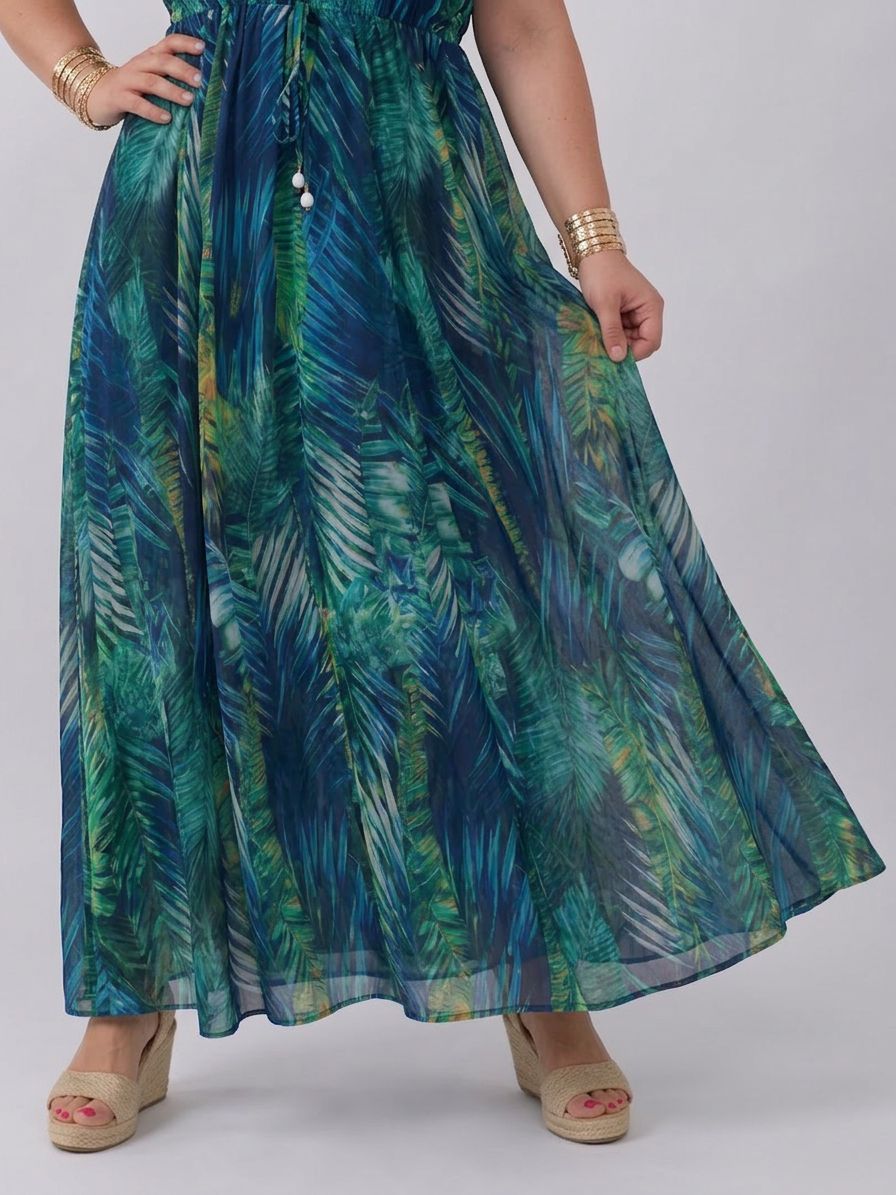 Zake | Sleeveless Empire Waist Midi Dress - Plus size model