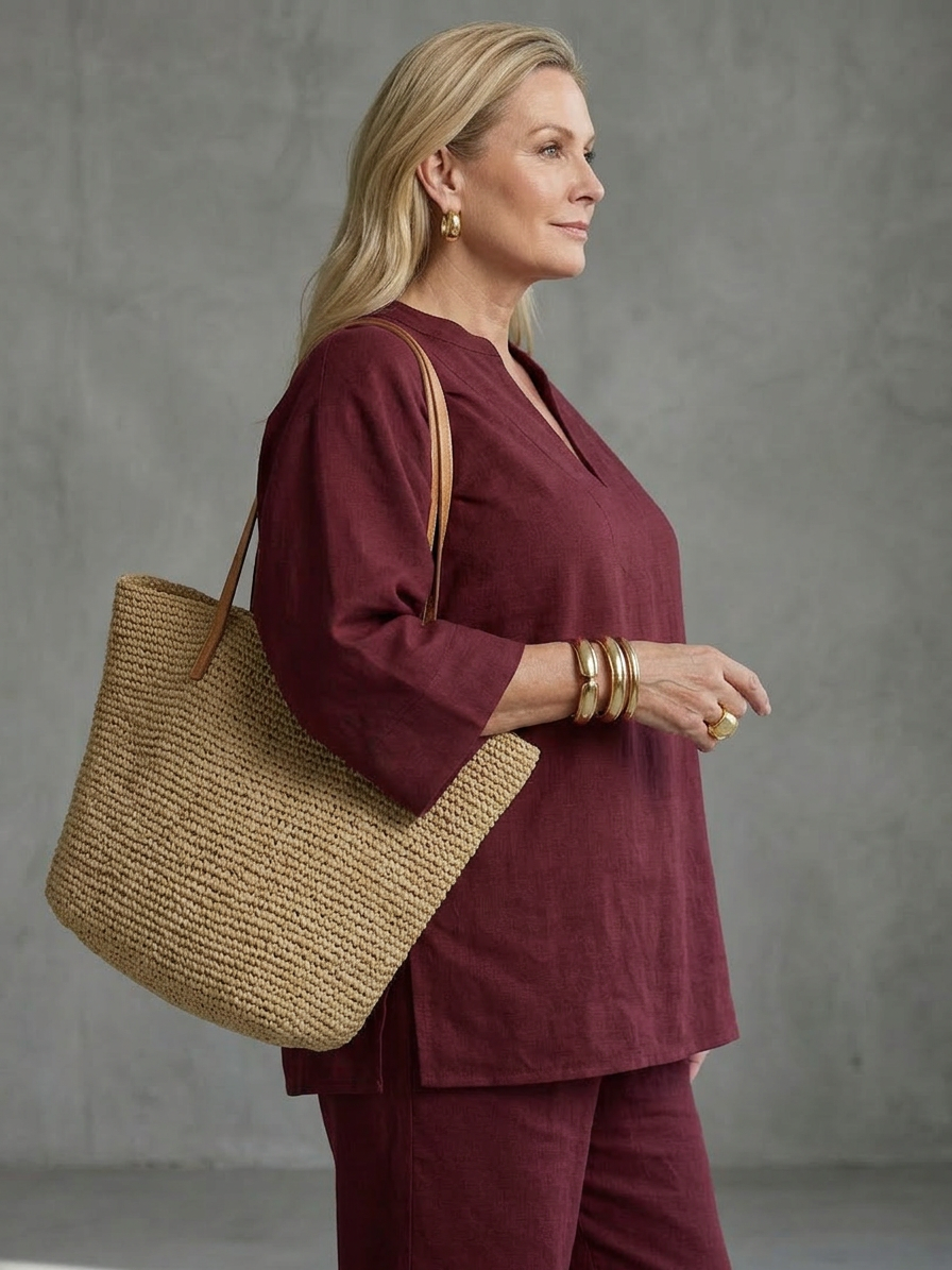 Georgiana | V Neck Tunic Gathered Trouser Set - Plus size model