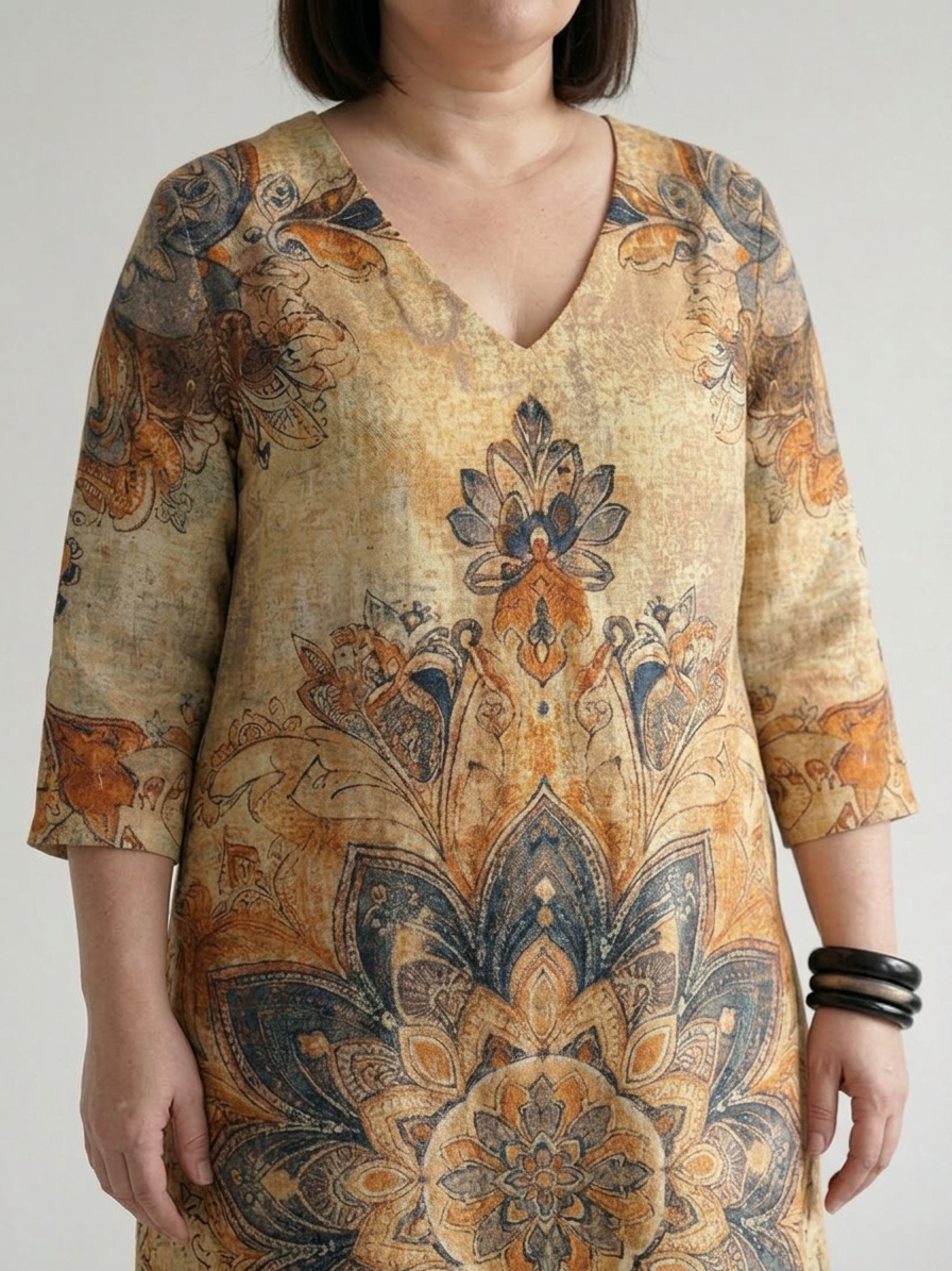 Damon | Gentle Floral Midi Dress - Plus size model