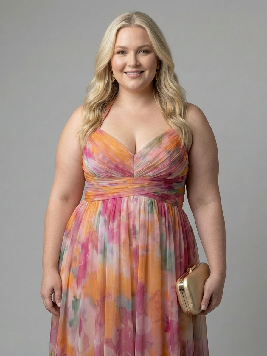 Stella & Grace™ | Soft Wrap Maxi Dress - Plus size model