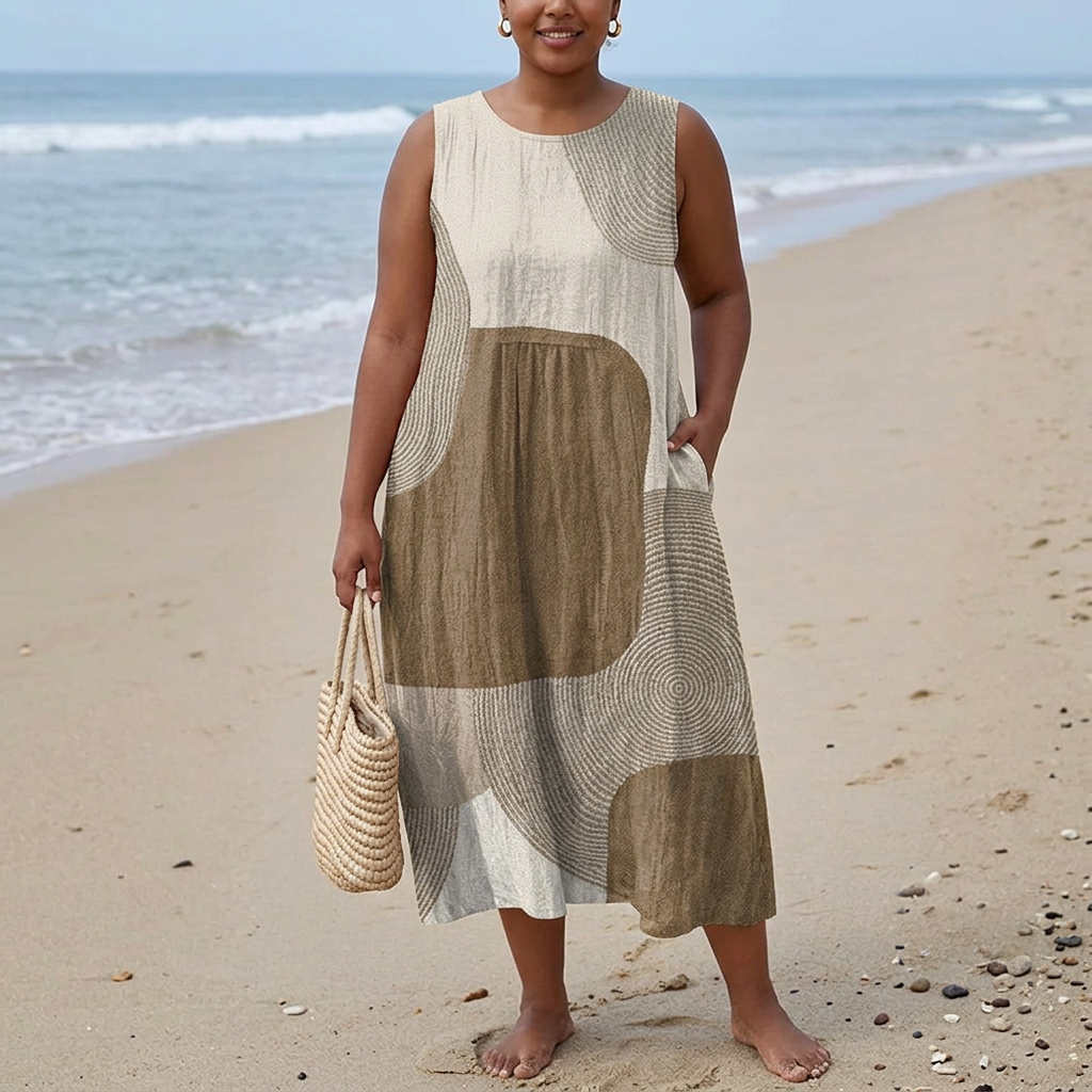 Helena™ | Summer Dress with Artistic Patterns - Plus size model