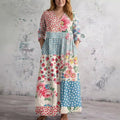 Rosalie | Patchwork Floral Maxi Dress - Plus size model