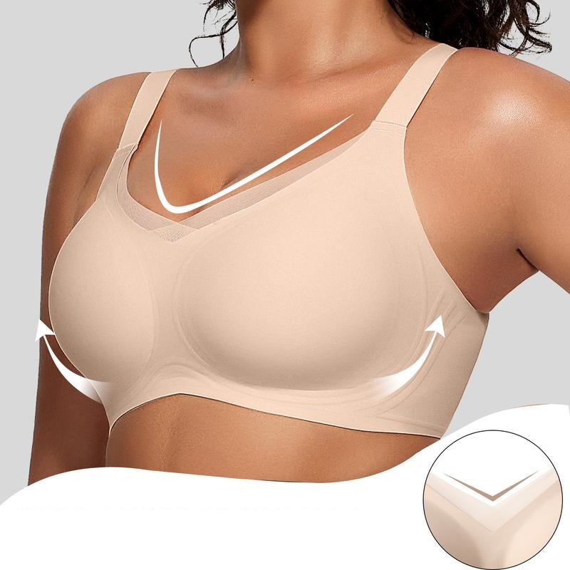 Wireless Bra with Mesh Neckline