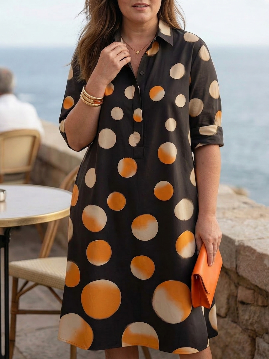 Vespera | Sunset Dot Dress - Plus size model