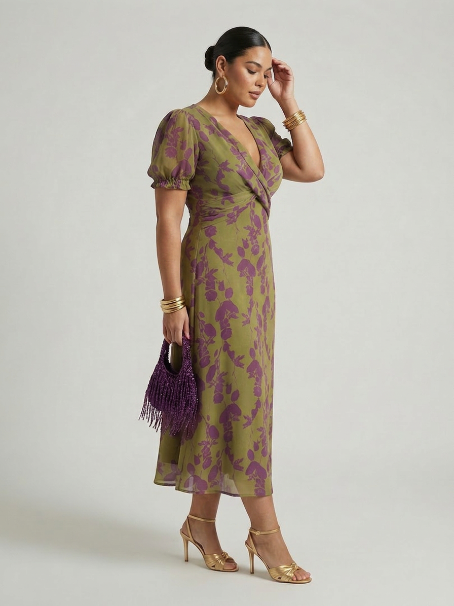 Virel | Relaxed Floral Midi Dress - Plus size model