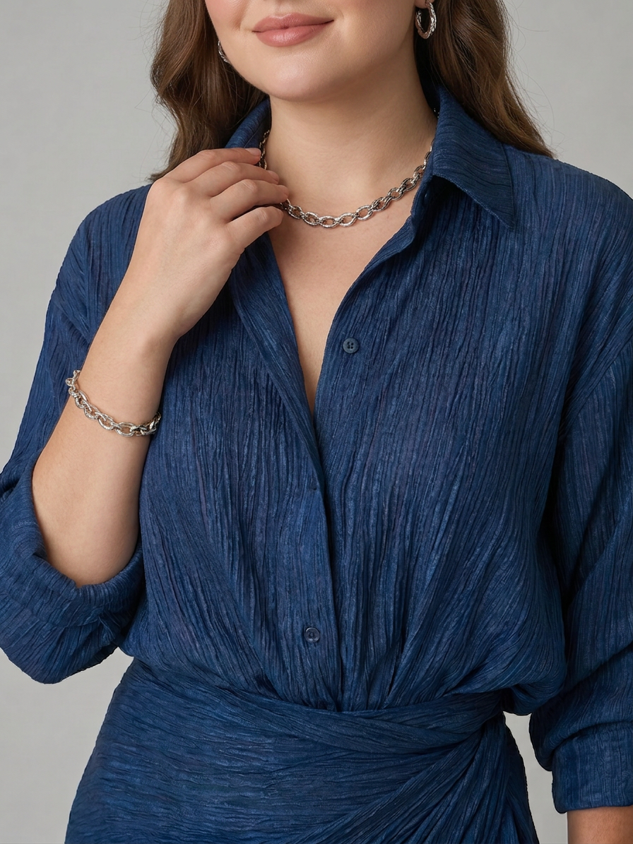 Mirque | Long Sleeve Wrap Front Maxi Dress - Plus size model