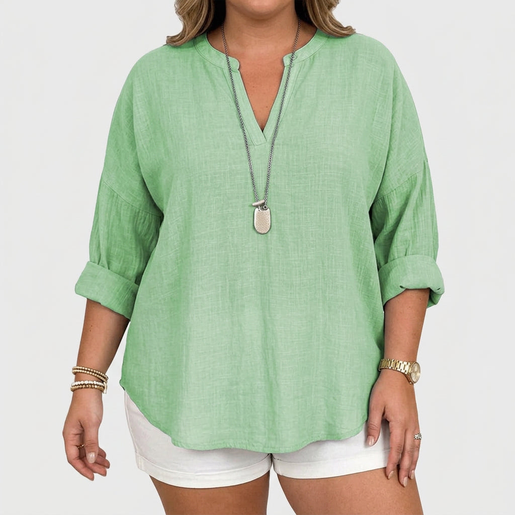 Lenara™ | Flowy Elegant Beach Shirt - Plus size model