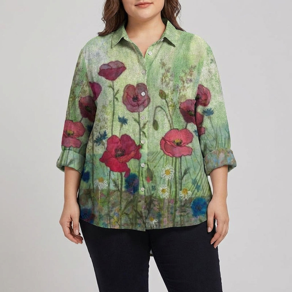 Juliette | Elegant Linen Summer Blouse - Plus size model
