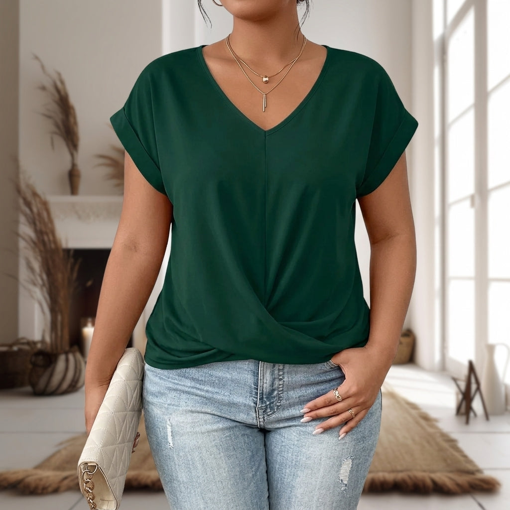 Elle™ | Casual Sweetheart Neck T-Shirt - Plus size model
