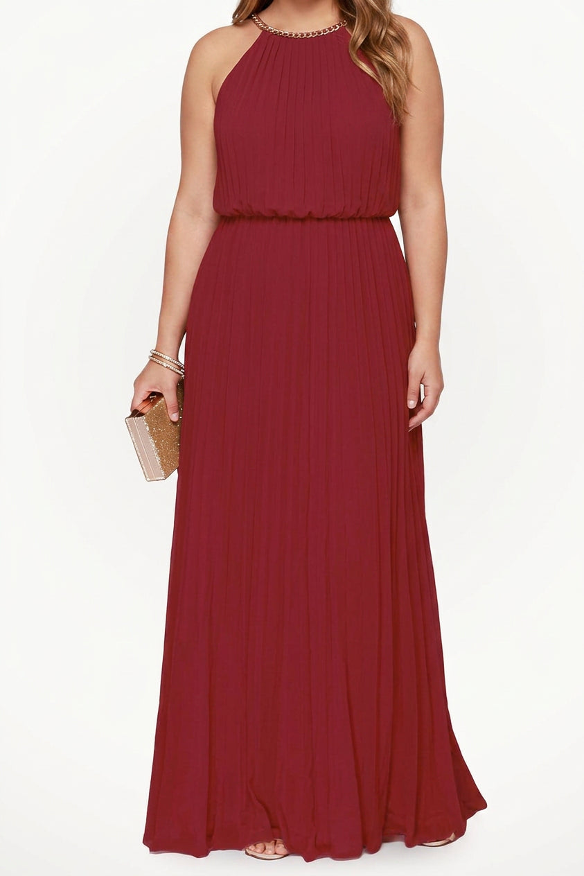 Monica - Sleeveless Belted Maxi  Dress - Plus size model