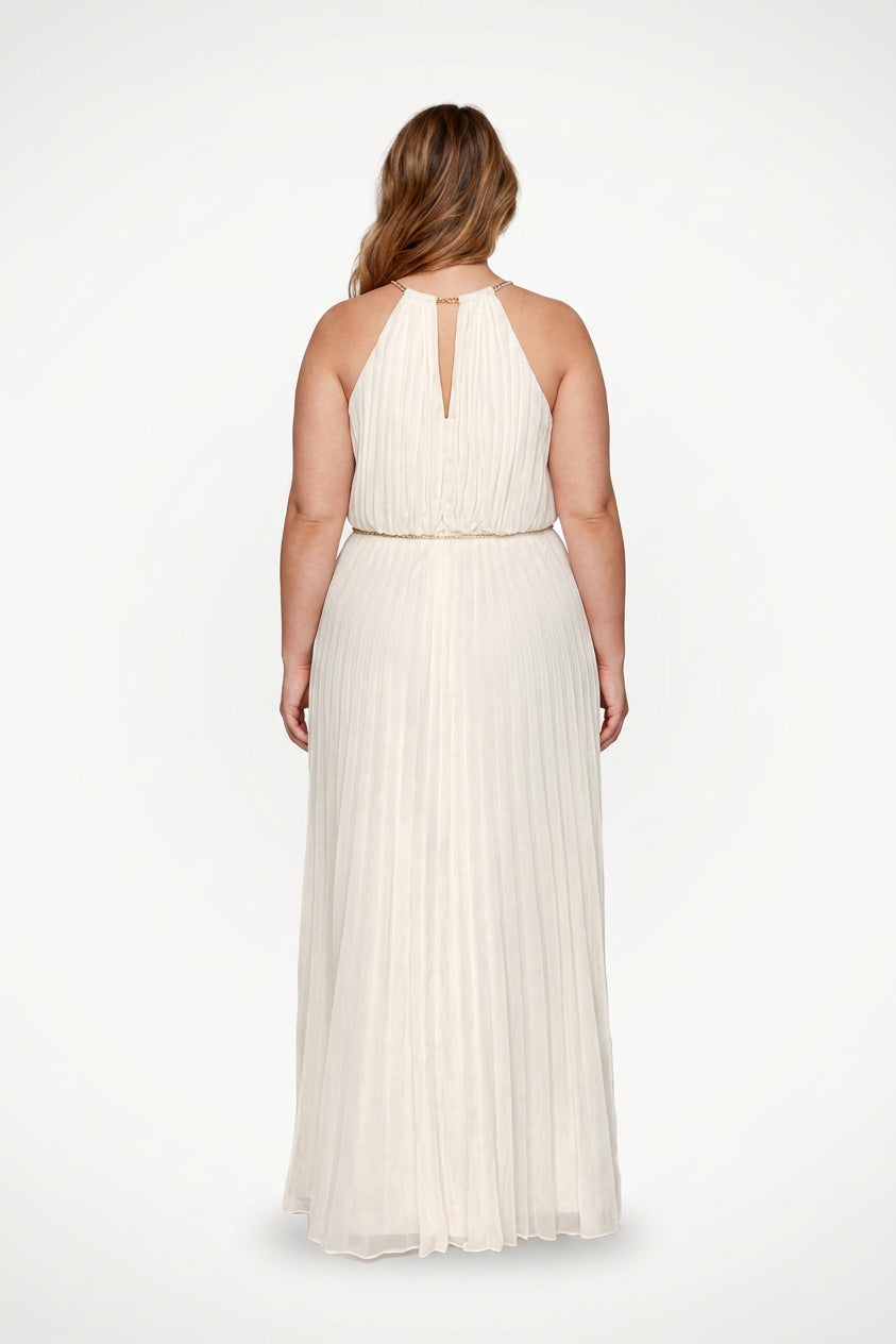 Monica - Sleeveless Belted Maxi  Dress - Plus size model