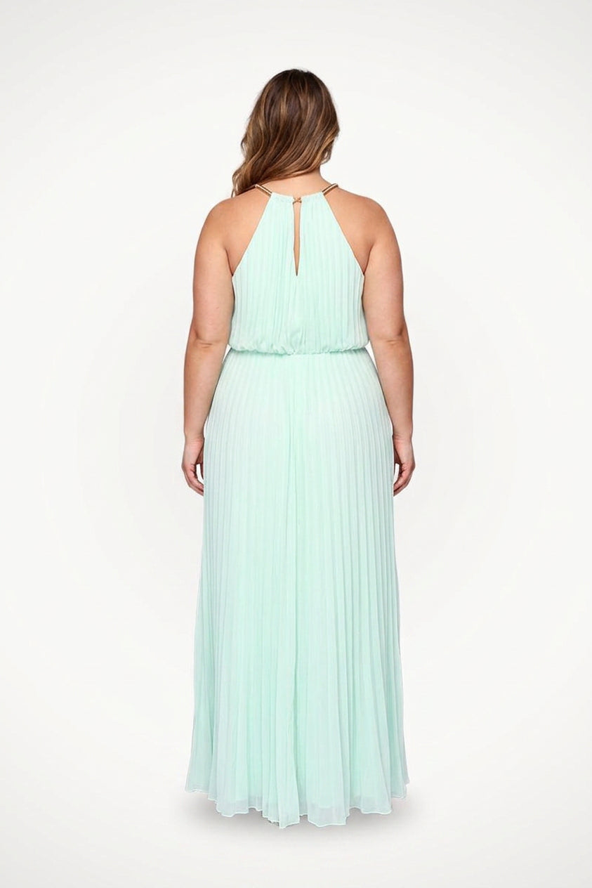 Monica - Sleeveless Belted Maxi  Dress - Plus size model