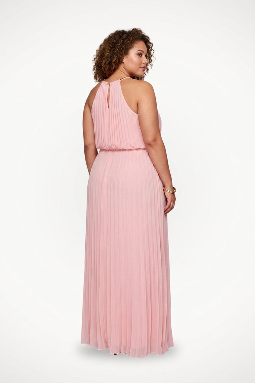 Monica - Sleeveless Belted Maxi  Dress - Plus size model