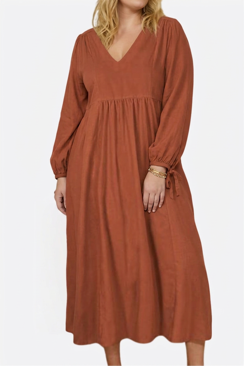 Tiffany - Midi Long Sleeve Dress - Plus size model