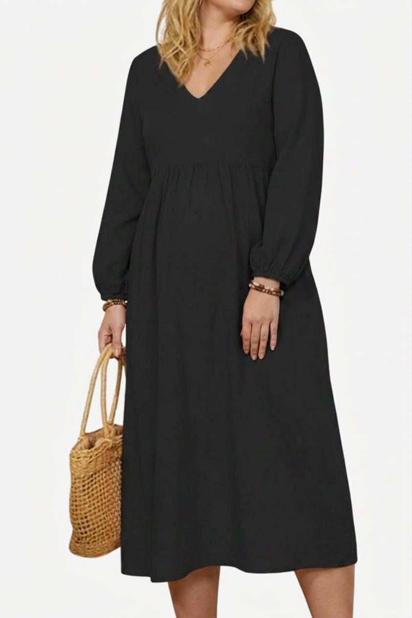Tiffany - Midi Long Sleeve Dress - Plus size model