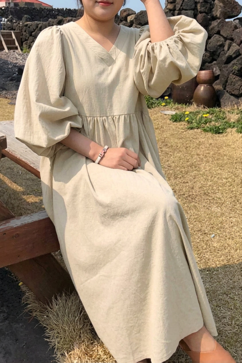 Tiffany - Midi Long Sleeve Dress - Plus size model