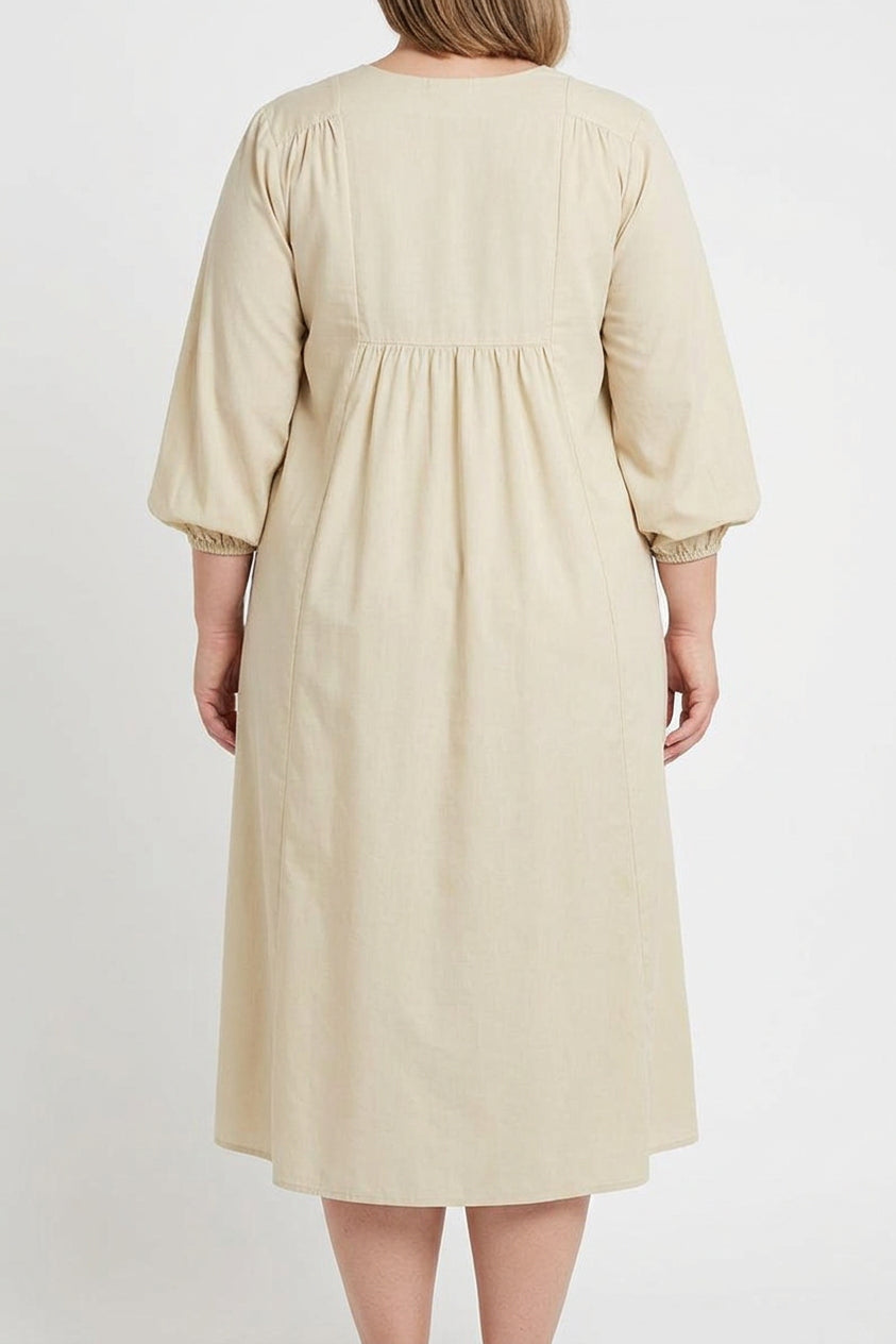 Tiffany - Midi Long Sleeve Dress - Plus size model