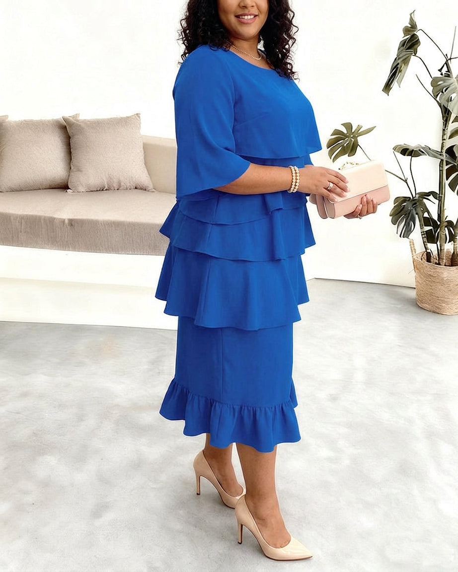 Patricia | Elegant Comfort Ruffle Dress - Plus size model