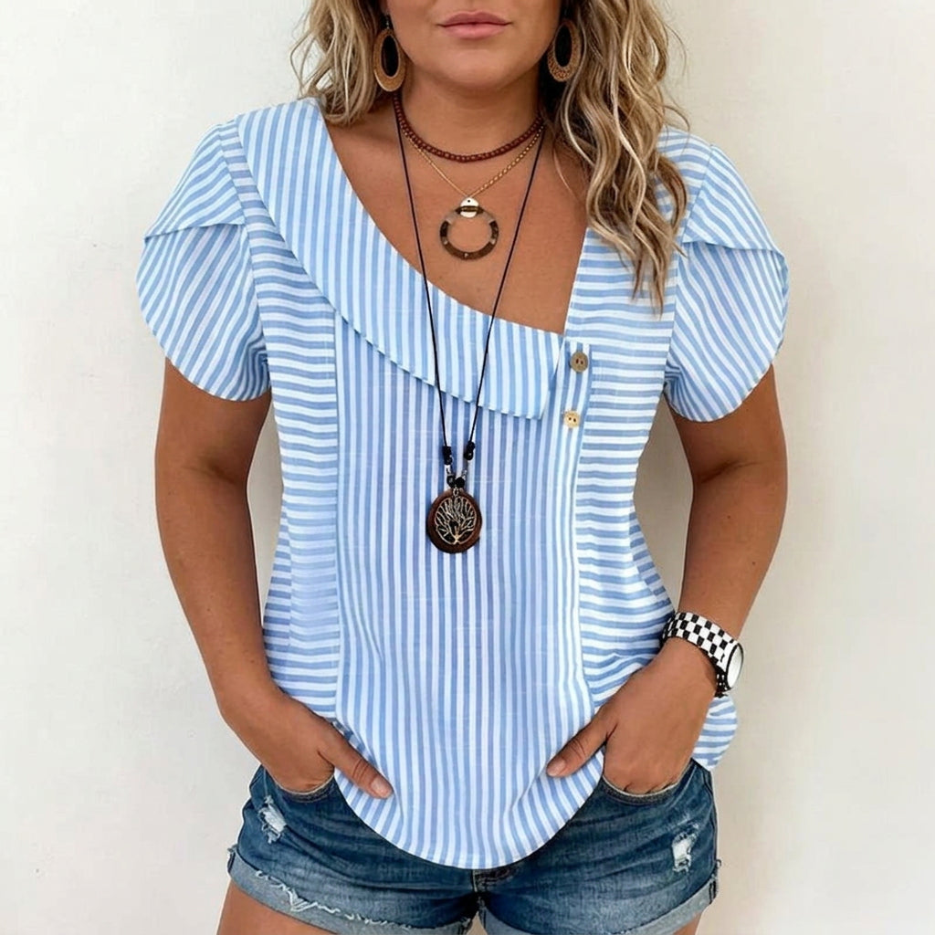 Susaine |  Casual Striped Blouse - Plus size model