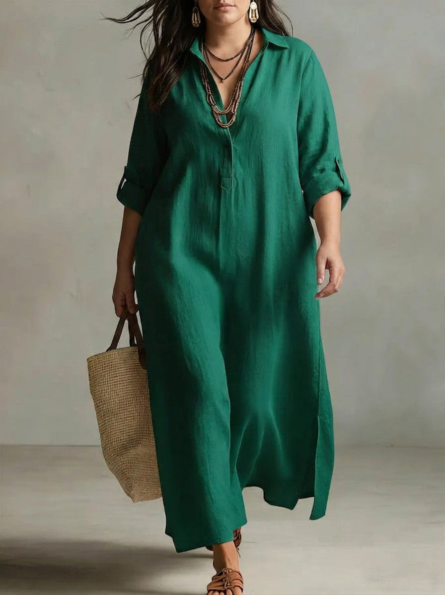 Vivienne Long Sleeve Dress: Effortless Laid-Back Elegance - Plus size model