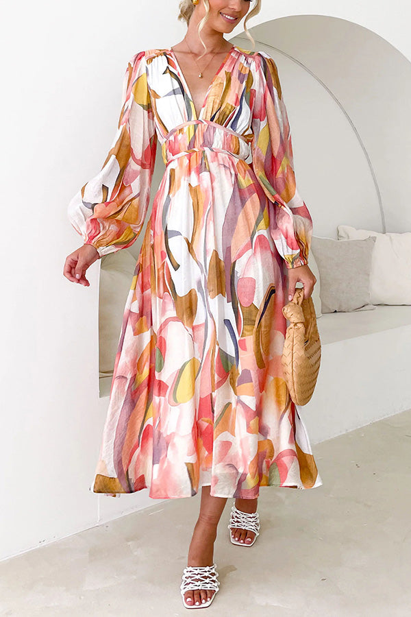 Sydney - Eclipse Season Printed Long Sleeve Flowy Maxi Dress