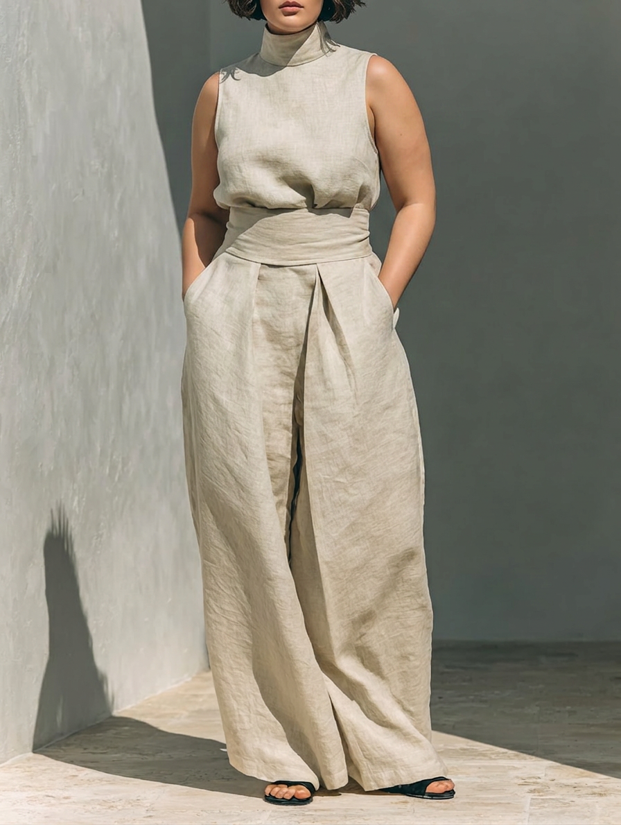 Gaile - Co-ord Set Minimalist Linen - Plus size model