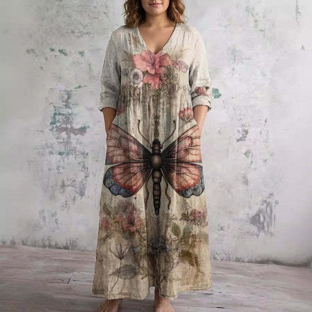 Seraphina | Butterfly Bloom Maxi Dress - Plus size model