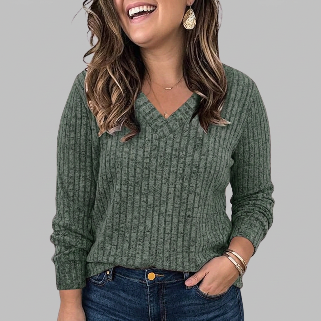 Calliope | V-Neck Long Sleeve Top - Plus size model