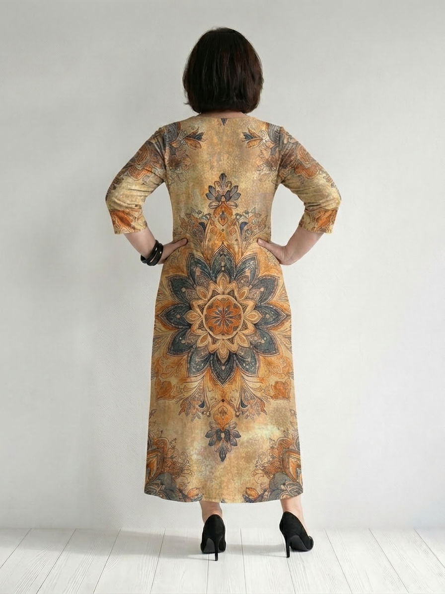 Damon | Gentle Floral Midi Dress - Plus size model