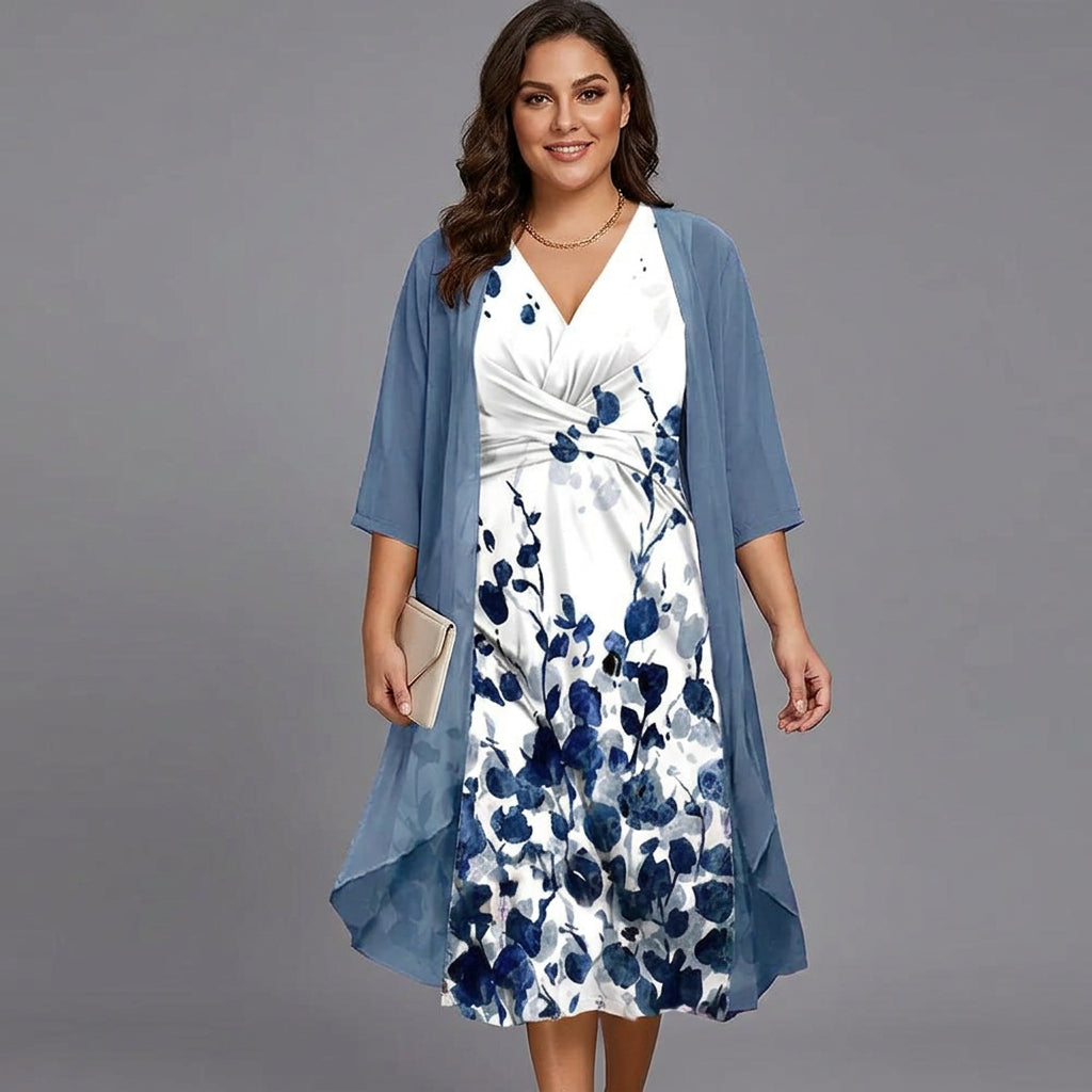 Lucille - Flowy Wrap Dress - Plus size model